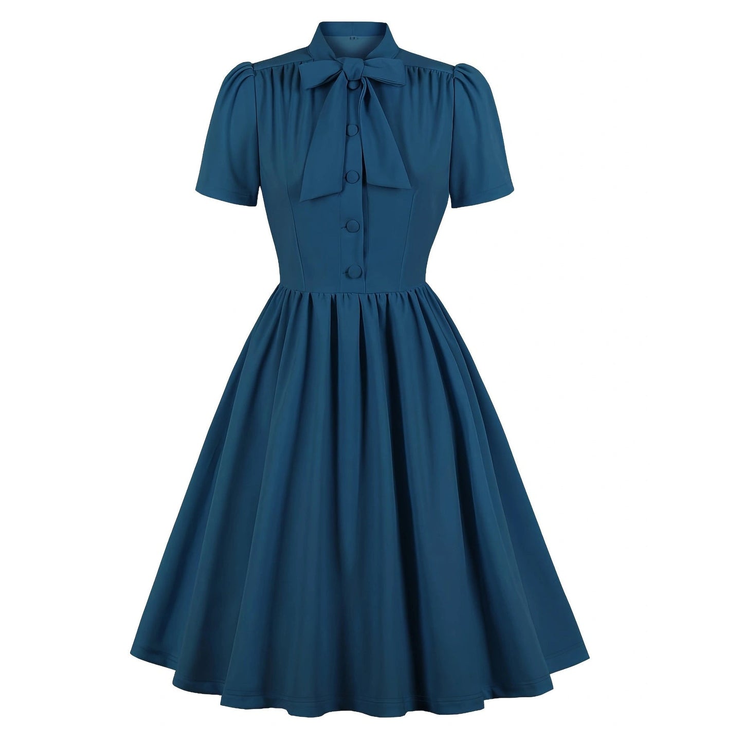 Classy Vintage A Line Women Dresses with Neck Bow-Dresses-Red-S-Free Shipping Leatheretro