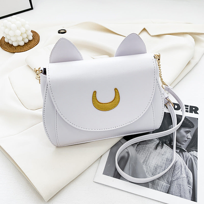 Sailor Moon Inspired Cute Cat Shoulder Bag-White-Free Shipping Leatheretro