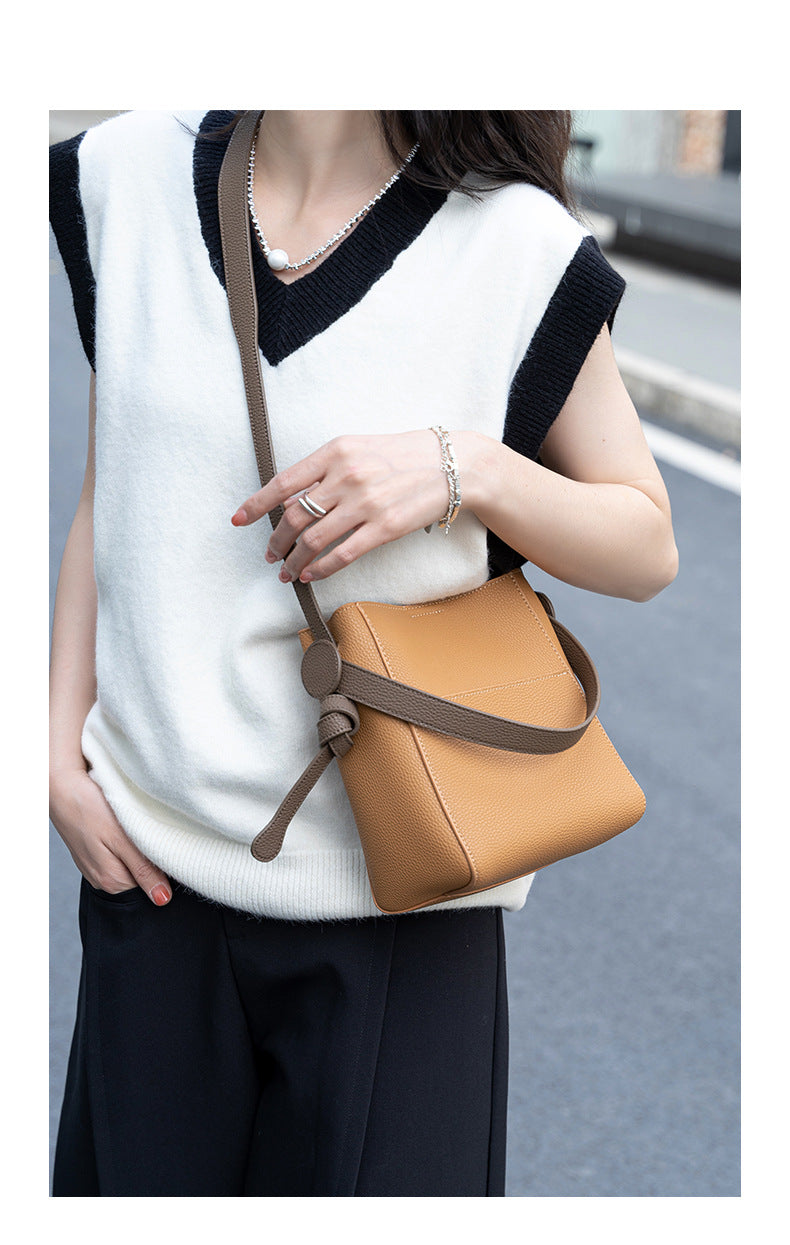 Genuine Leather Bucket Bag for Women-Handbags-A-Free Shipping Leatheretro
