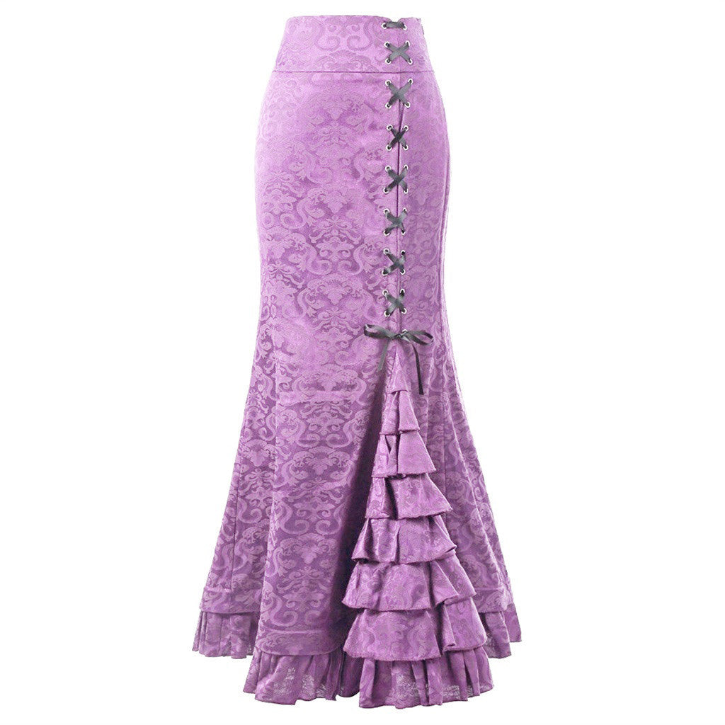 Designed Gothic Style Mermaid Skirts-Skirts-Light Purple-S-Free Shipping Leatheretro