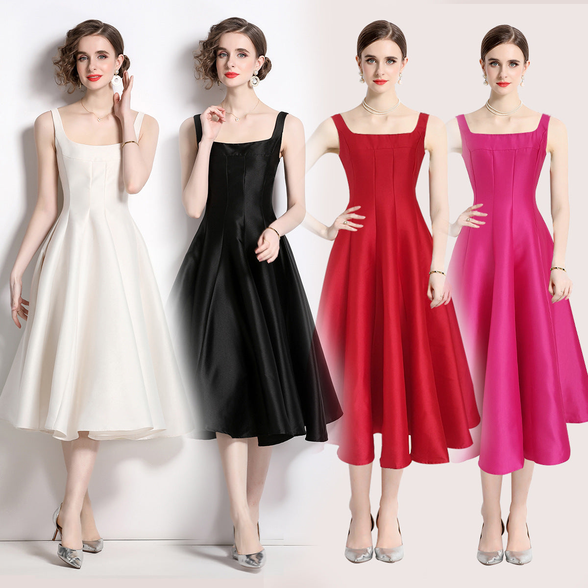 Vintage Simple Ball Evening Party Dresses-Dresses-Wine Red-2XL-Free Shipping Leatheretro