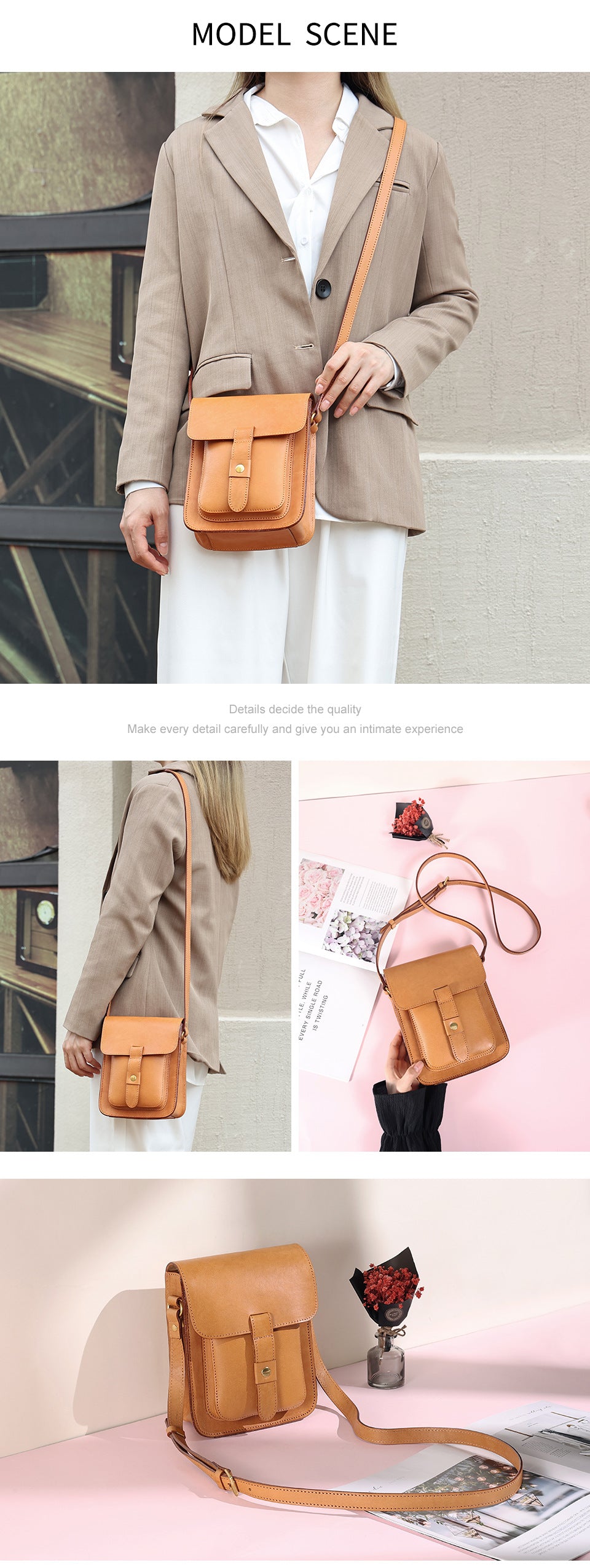 Vintage Vegetable-Tanned Leather Flap Bag-crossbody bags-Red-Free Shipping Leatheretro