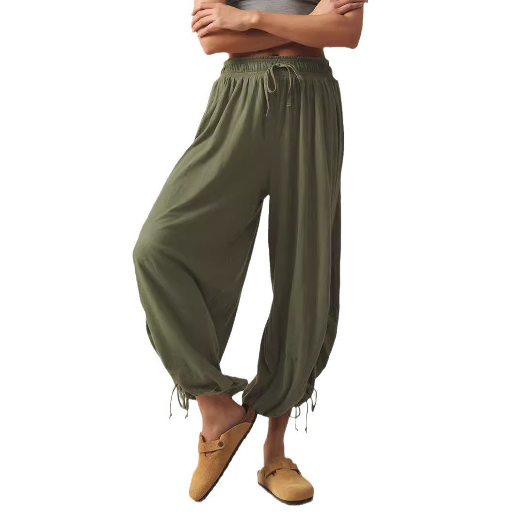 Casual Summer Drawstring Women Pants-Pants-Black-S-Free Shipping Leatheretro