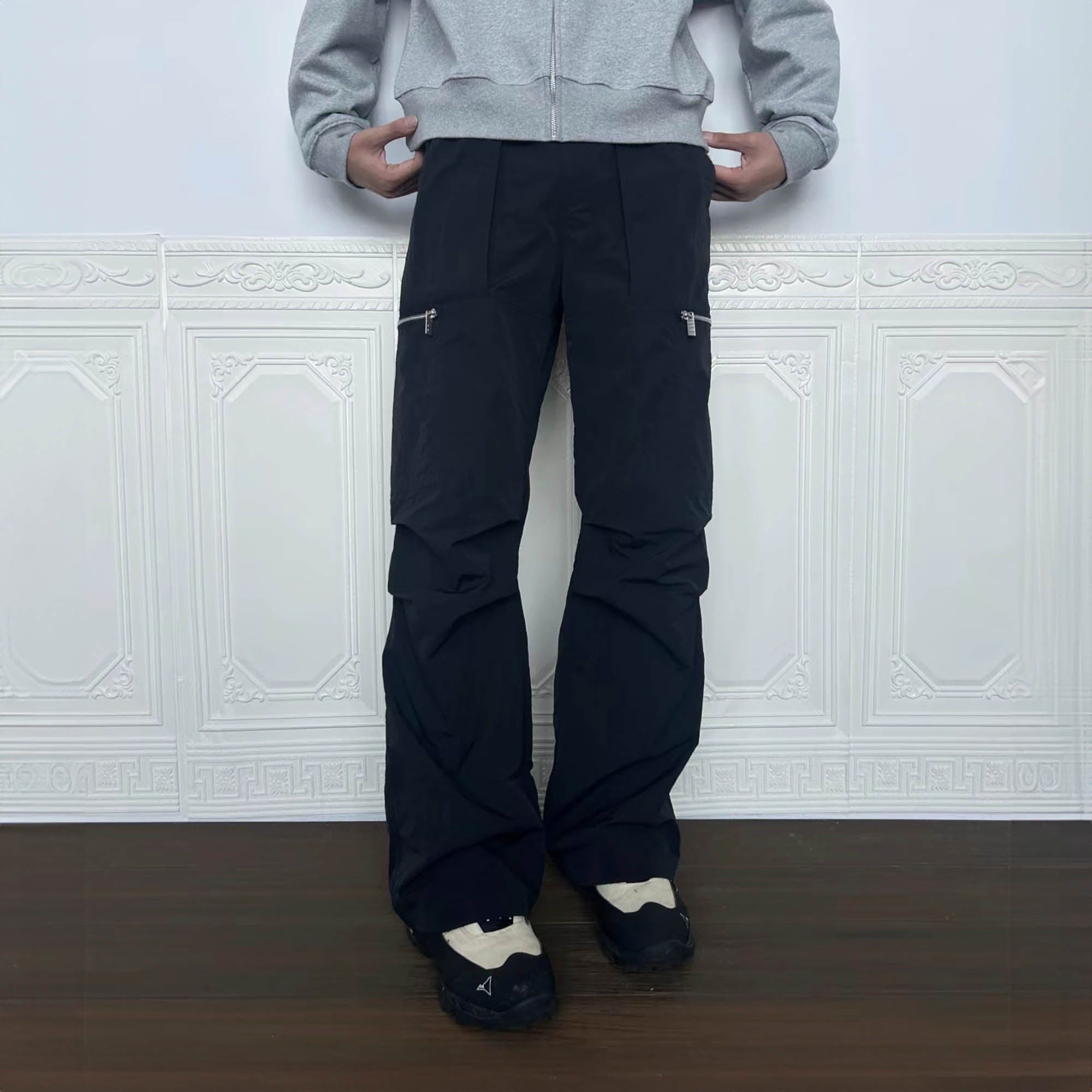 KREATE Crinkled Zippered Cargo Pants-Pants-S-Free Shipping Leatheretro