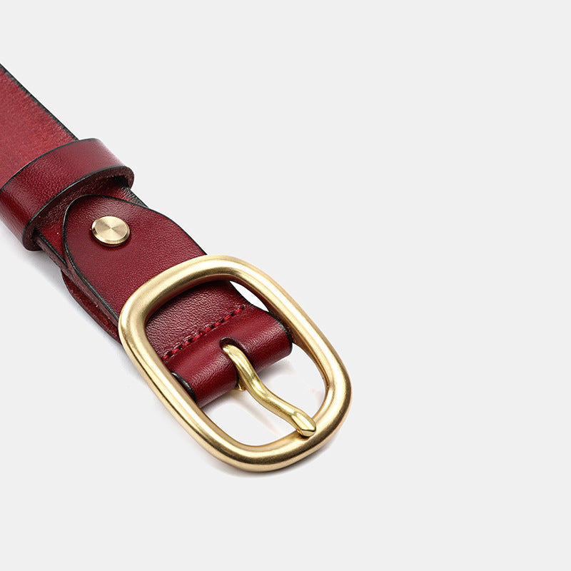 Women's 3.0" Wide Genuine Leather Belt-Green-105-125-Free Shipping Leatheretro