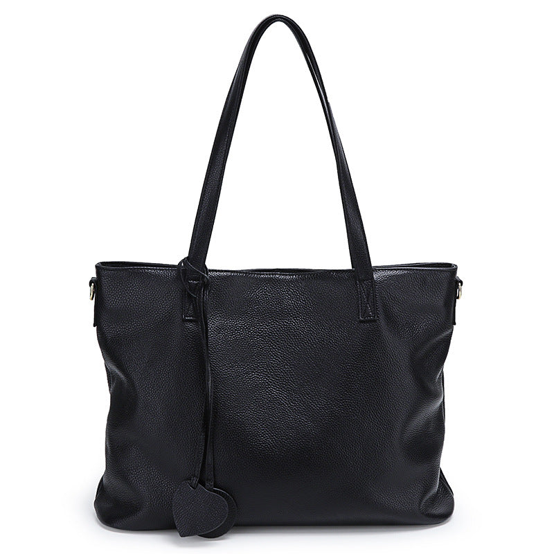 Genuine Leather Tote Bag for Women-黑色-Free Shipping Leatheretro