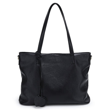 Genuine Leather Tote Bag for Women-黑色-Free Shipping Leatheretro