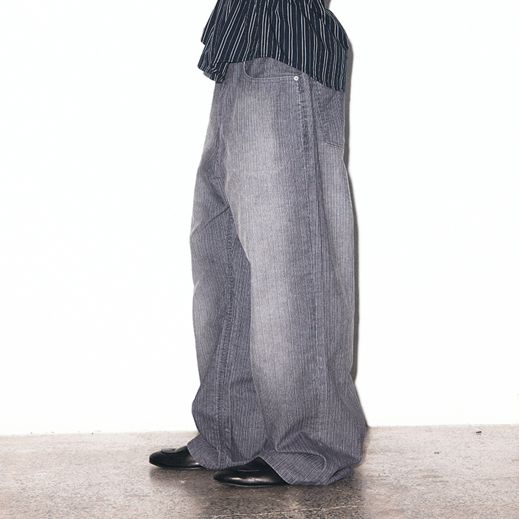 TRECLUB Washed Striped Straight-Leg Jeans-Jeans-S (Preorder)-Blue-Free Shipping Leatheretro