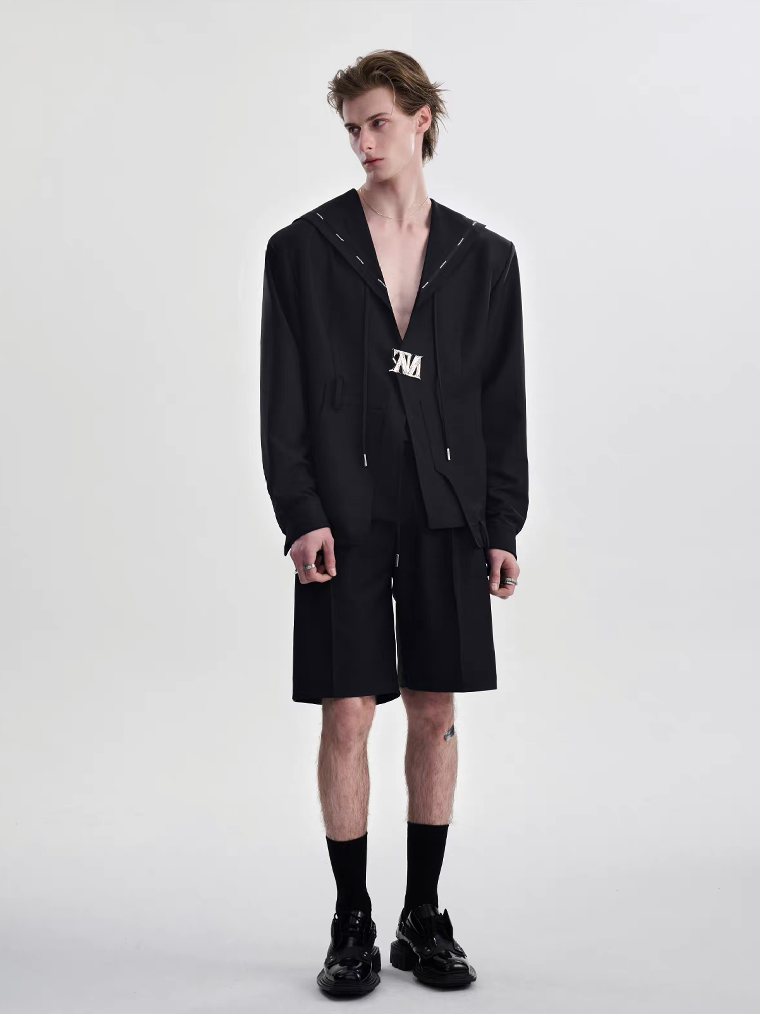 TIWILLTANG Minimal Sailor Collar Shirt-Shirt-S-White-Long-Free Shipping Leatheretro