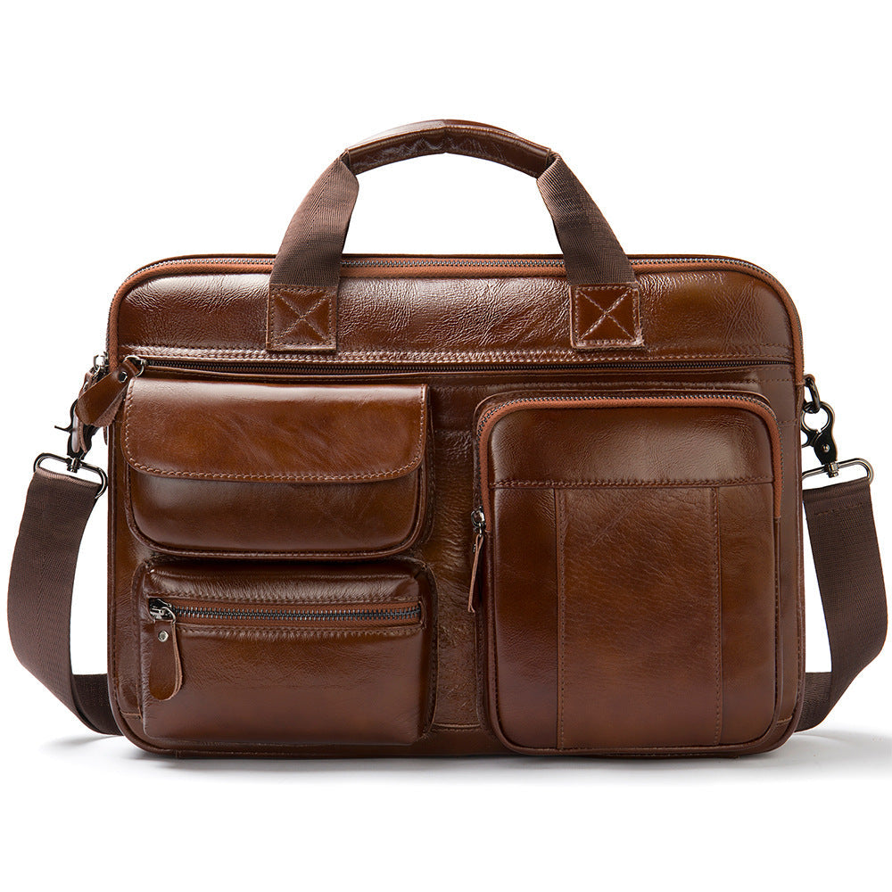 Authentic Leather Men's Laptop Briefcase - Ideal for Business Travel and Commuting-Briefcase-Brown-Free Shipping Leatheretro