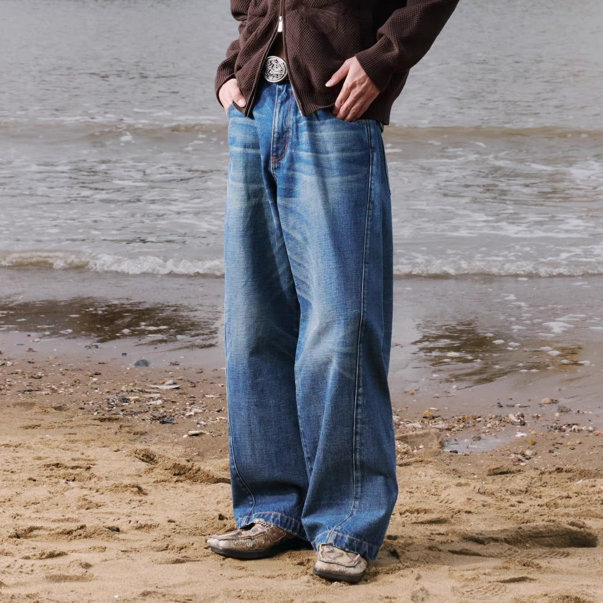 IN EXISTENCE Washed Relaxed Straight Jeans-Jeans-XS (0)-Free Shipping Leatheretro