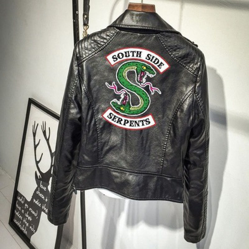 Riverdale Serpents Faux Leather Jacket-Two-headed snake pink.-S-Free Shipping Leatheretro