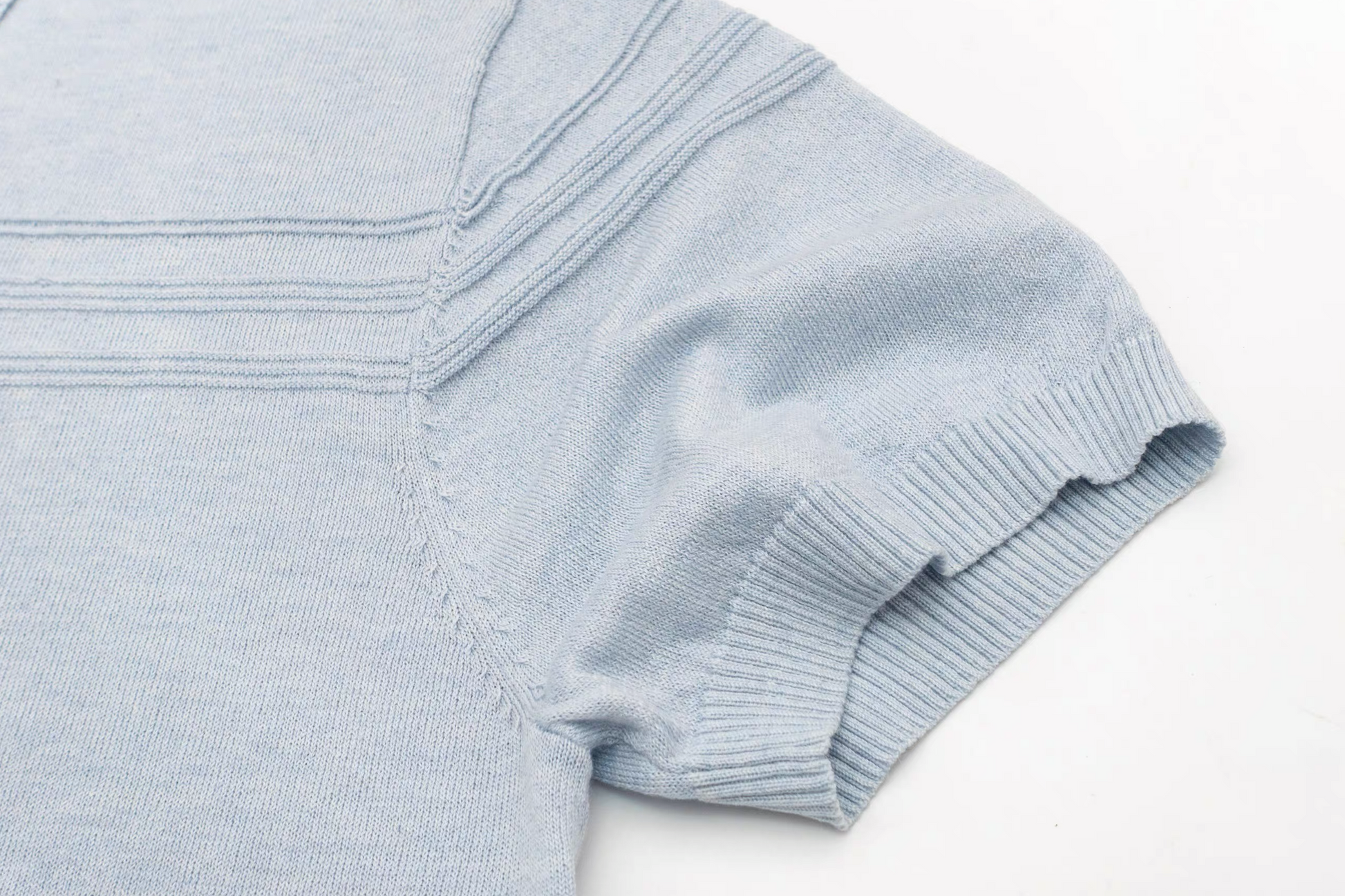 IN EXISTENCE Jacquard-Trim Wool-Blend Knit Half Shirt-Half shirt-S (1)-Blue (S M for Preorder)-Free Shipping Leatheretro