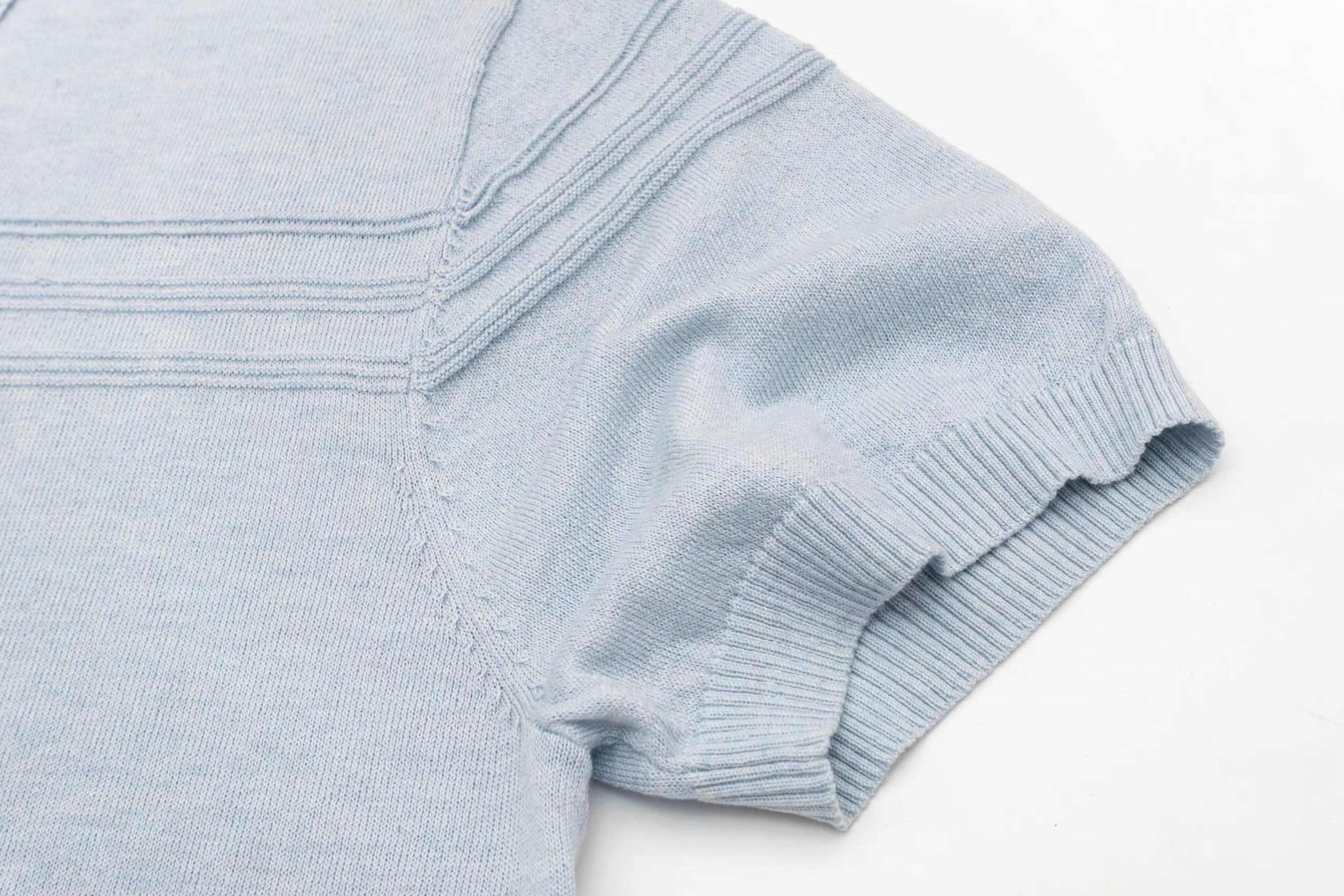 IN EXISTENCE Jacquard-Trim Wool-Blend Knit Half Shirt-Half shirt-S (1)-Blue (S M for Preorder)-Free Shipping Leatheretro