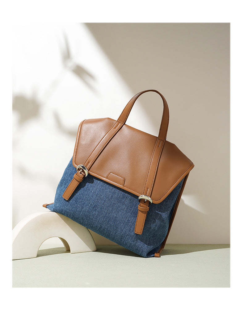 Casual Leather Denim Backpack-Backpack-Blue-Free Shipping Leatheretro