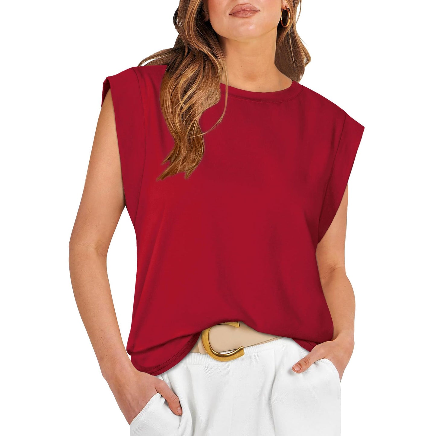 Casual Round Neck Short Sleeves Summer T Shirts-Shirts & Tops-Wine Red-S-Free Shipping Leatheretro
