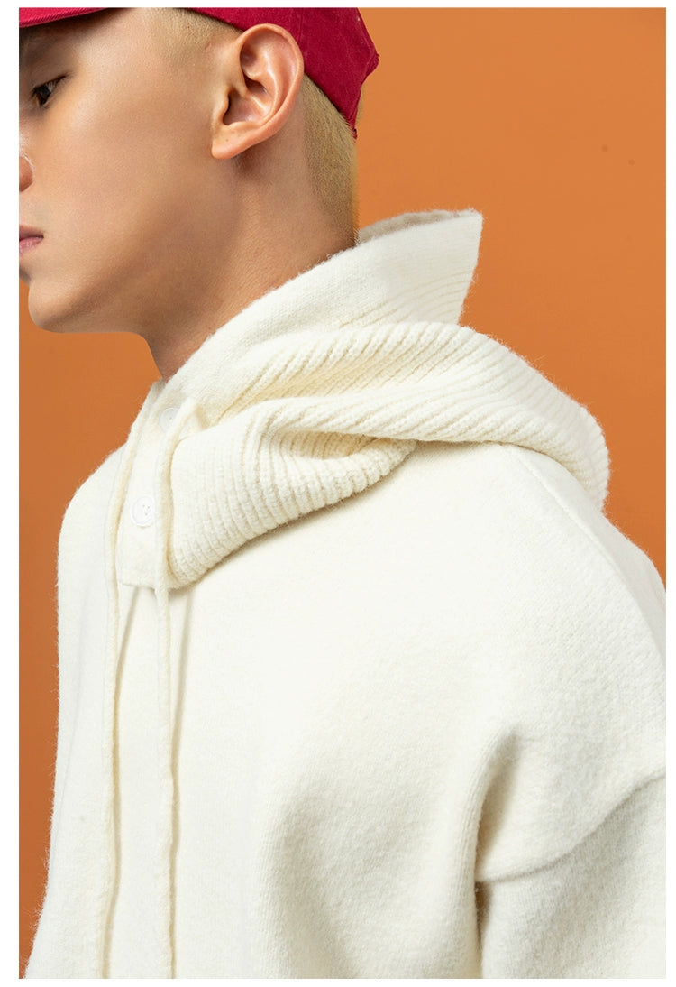 CLP Unisex Split Hoodie Snood Knit Sweater-Gray-S-Free Shipping Leatheretro