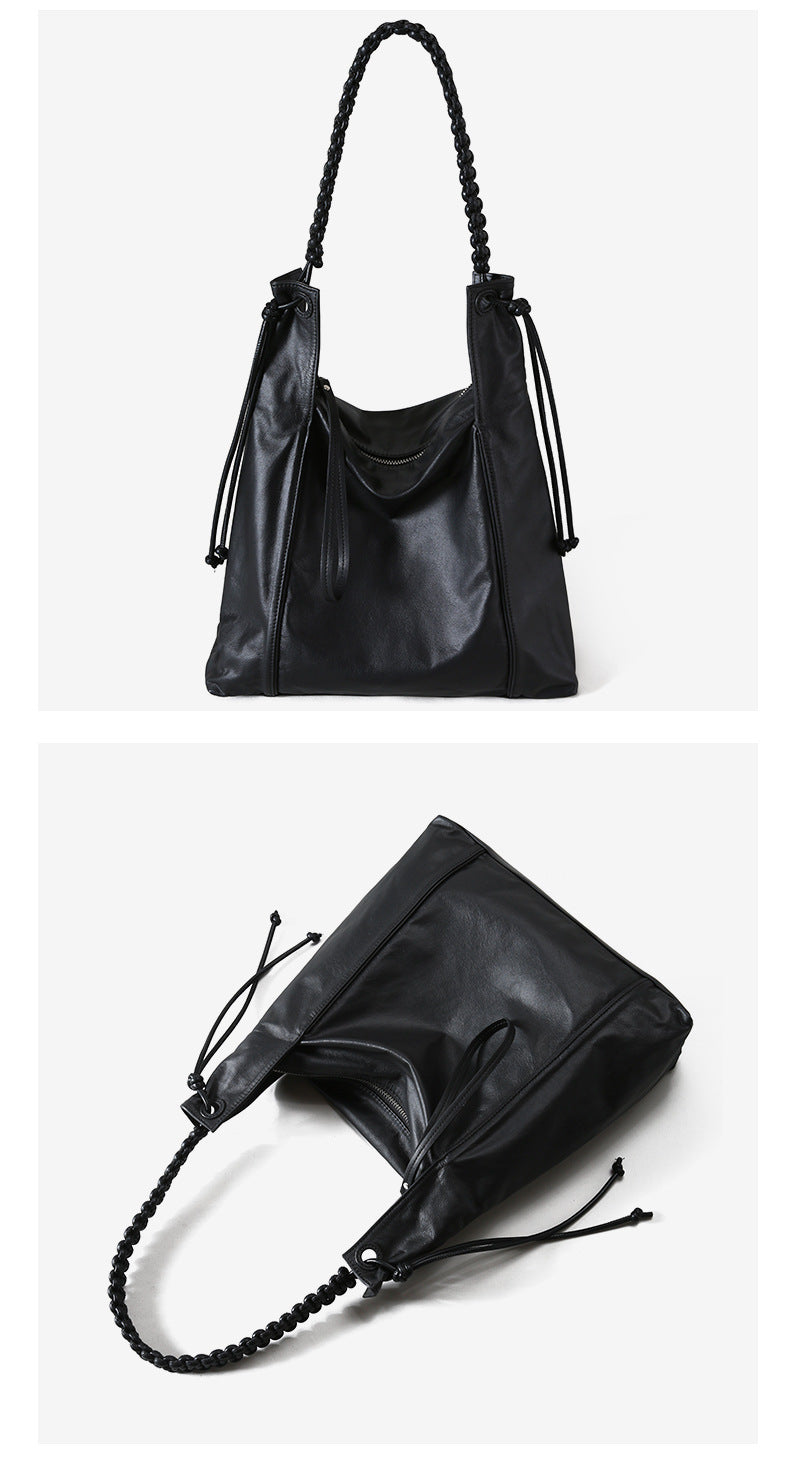 Vintage Minimalist Design Genuine Leather Spacious Capacity for Women-Handbags-A-Free Shipping Leatheretro