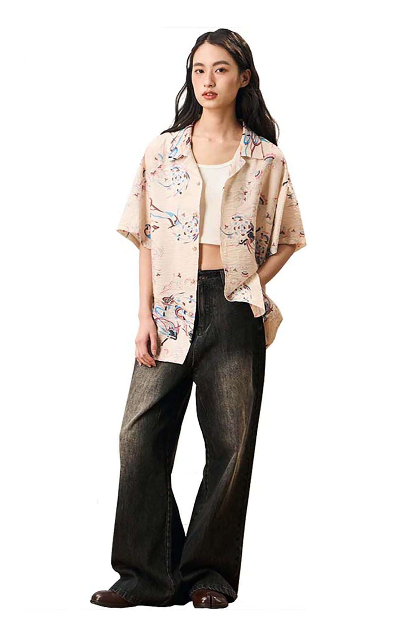 EPIC POETRY Oriental Garden Half Shirt-Half shirt-S-Free Shipping Leatheretro