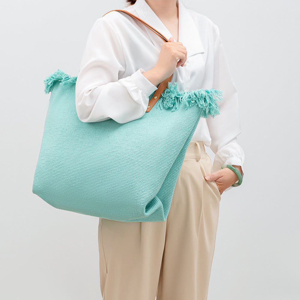 Stylish Canvas Tote Bag-Light blue-50*10*35CM-Free Shipping Leatheretro