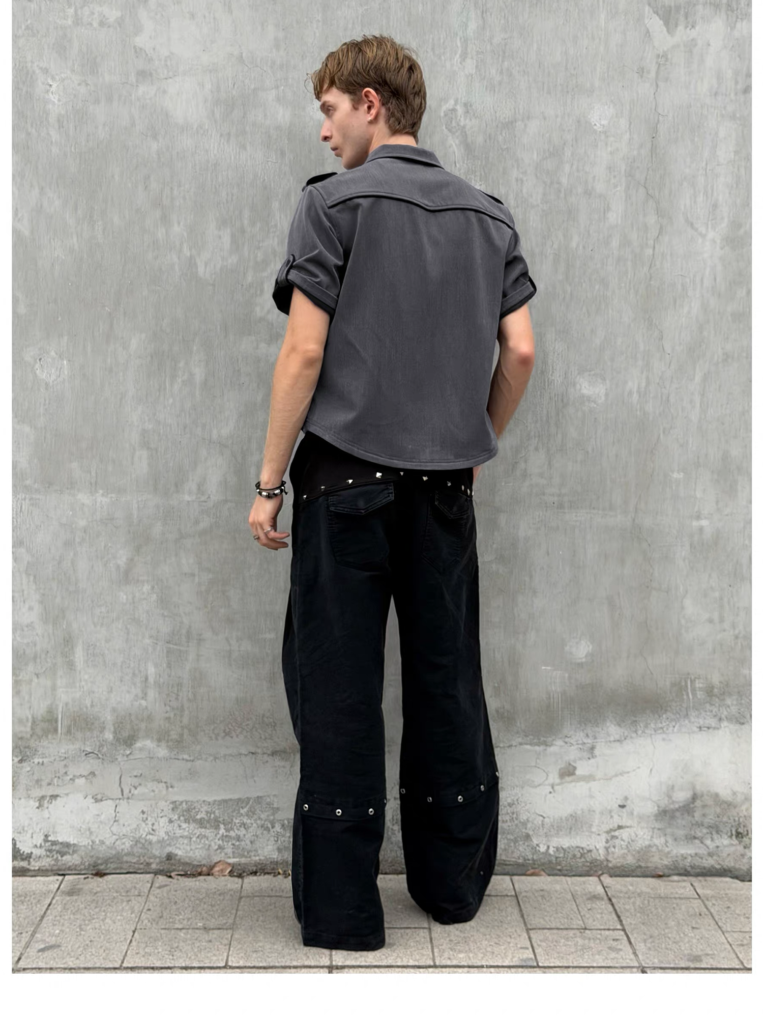 ESAIAS Studded Pleated Moleskin Trousers-Pants-S / 30" (Preorder)-Free Shipping Leatheretro