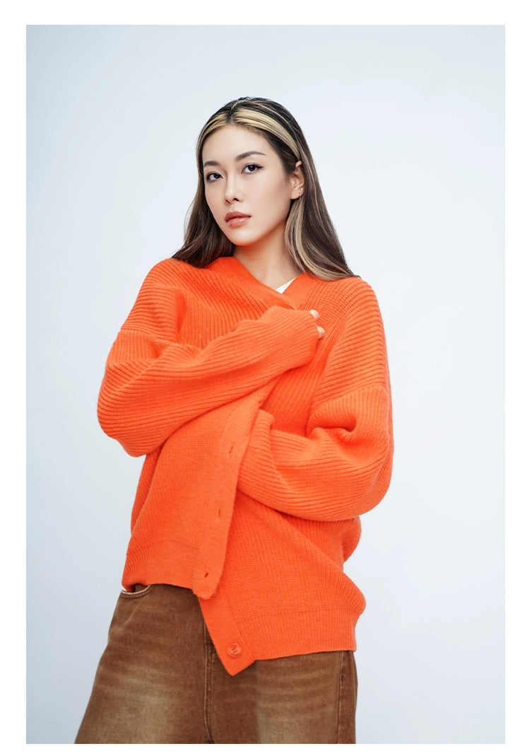 CLP Unisex Wing Design Oversized Knit Cardigan-Blue-Short Style-3 Buttons-Free Shipping Leatheretro