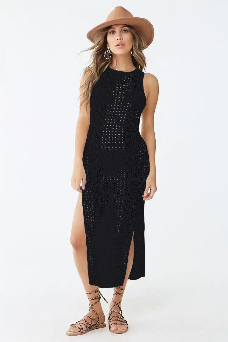 Summer Knitted Long Beach Dresses-Dresses-Black-One Size-Free Shipping Leatheretro