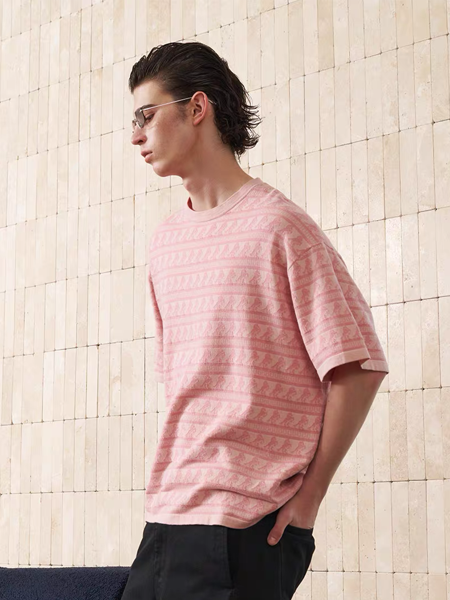 PMW Horse Jacquard Knitted T Shirt-T Shirt-S-Gold-Free Shipping Leatheretro