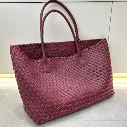 Handwoven Faux Leather Large Tote Bag for Women-White-Free Shipping Leatheretro