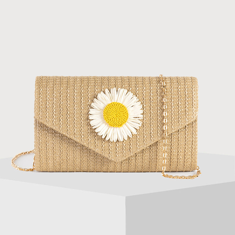 Women's Woven Flower Straw Crossbody Bag-apricot-Free Shipping Leatheretro