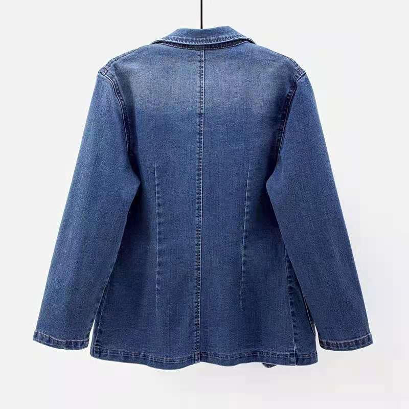 Fashion Spring Denim Blazer Jacket-Outerwear-blue-M Under 45kg-Free Shipping Leatheretro