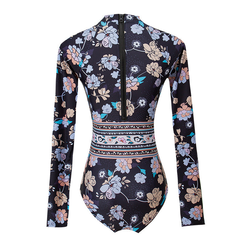 Women Long Sleeves Floral Print Surf Wear-Swimwear-The same as picture-S-Free Shipping Leatheretro