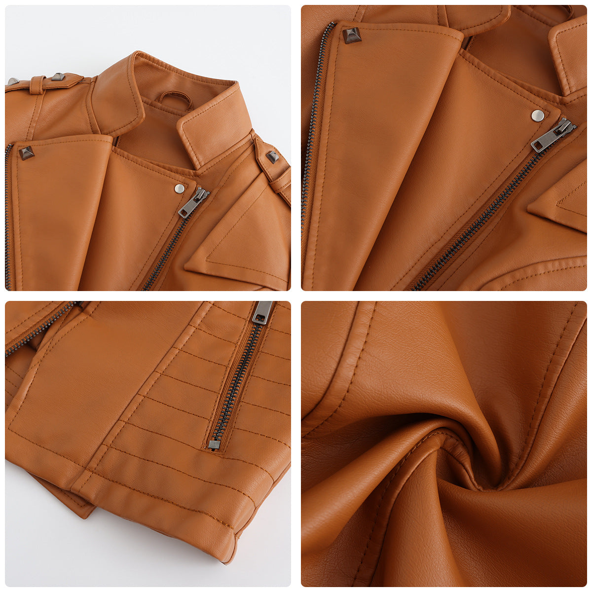 Women's Punk Faux Leather Jacket-Black-S-Free Shipping Leatheretro