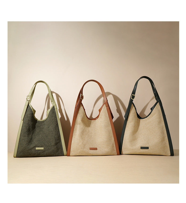 Oversized Boho Cotton Linen Tote Bag – Minimalist Shoulder Bag for Women-flax brown-Free Shipping Leatheretro