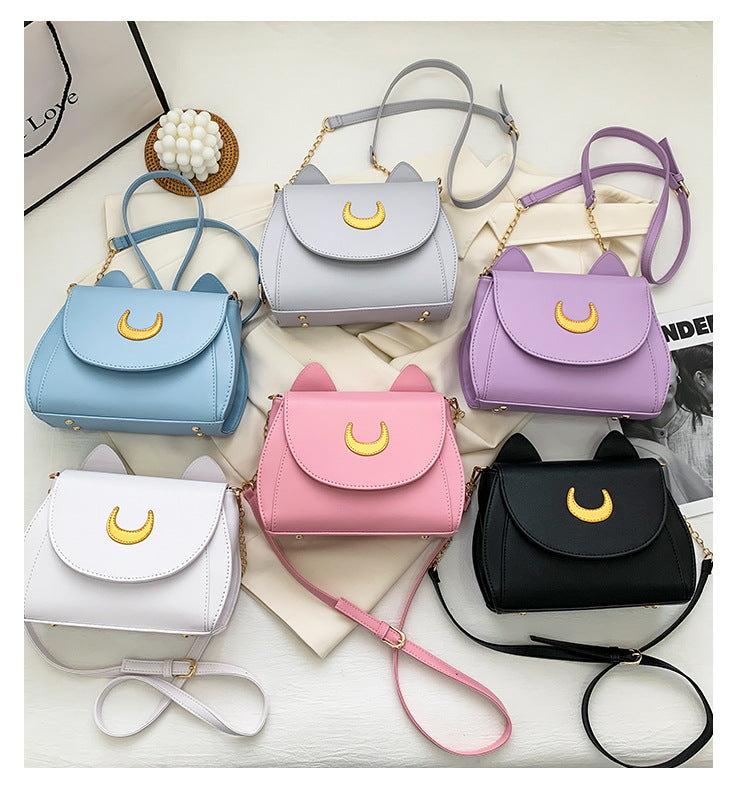 Sailor Moon Inspired Cute Cat Shoulder Bag-White-Free Shipping Leatheretro