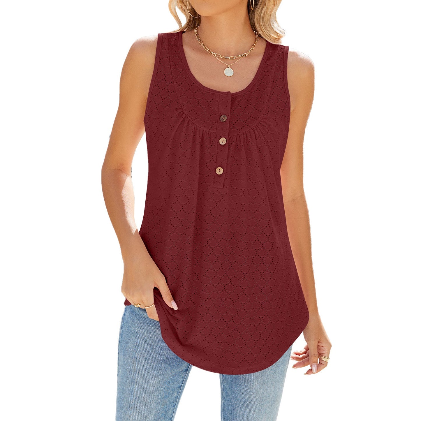 Summer Sleeveless Women Tank Tops-Shirts & Tops-Wine Red-S-Free Shipping Leatheretro