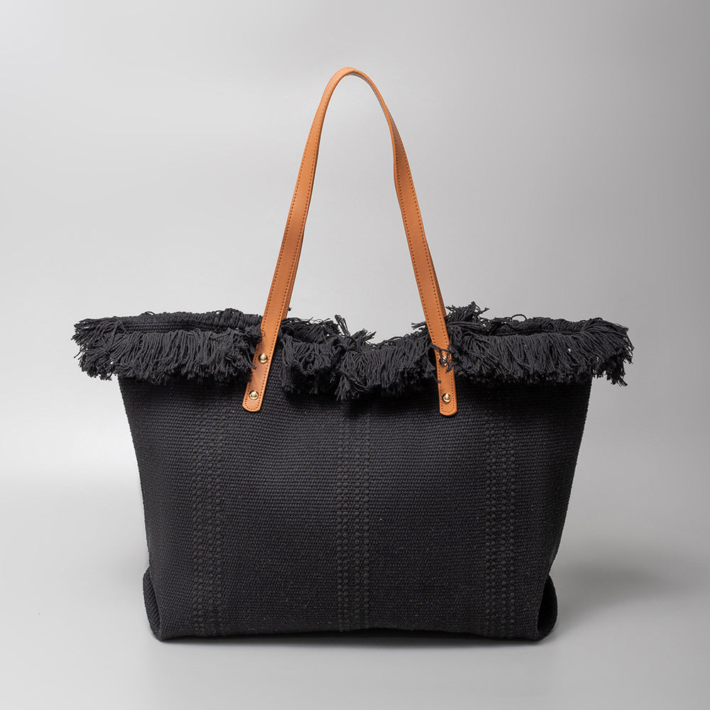 Large Capacity Canvas Tote Bag for Women-325-Black-50*10*35CM-Free Shipping Leatheretro