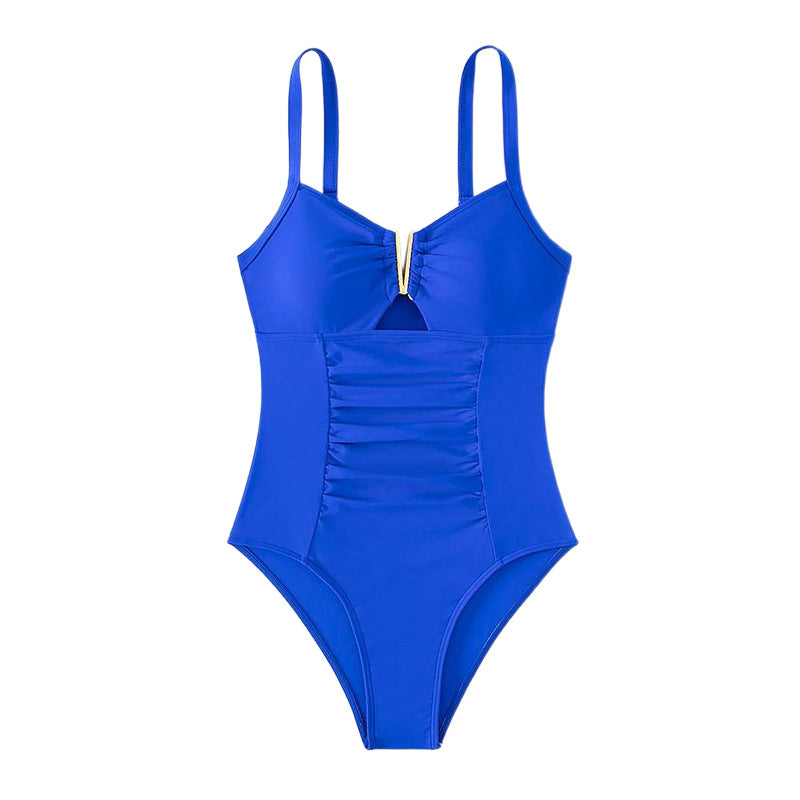 Sexy One Piece Bikini Swimsuits-Swimwear-V Blue-S-Free Shipping Leatheretro