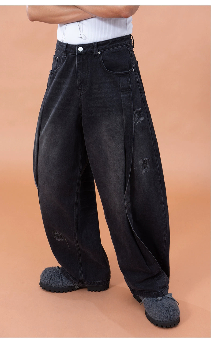 CLP Men's Distressed Cargo Jeans-Blue-M-Free Shipping Leatheretro