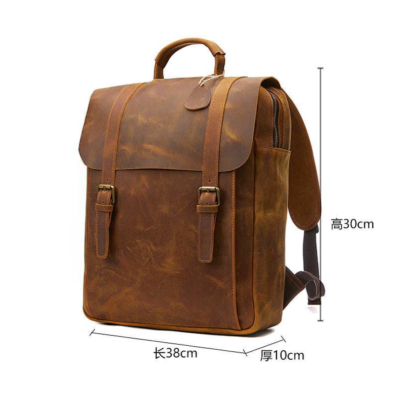 Genuine Leather Men's Backpack-Backpack-Black-30cm*10cm*38cm-Free Shipping Leatheretro