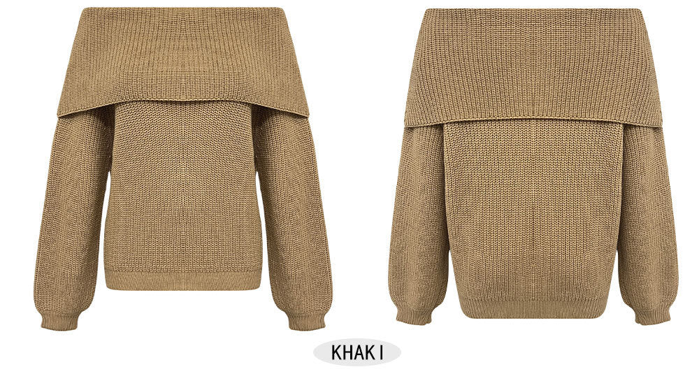 Women's Oversized Off-Shoulder Sweater-black-S-Free Shipping Leatheretro