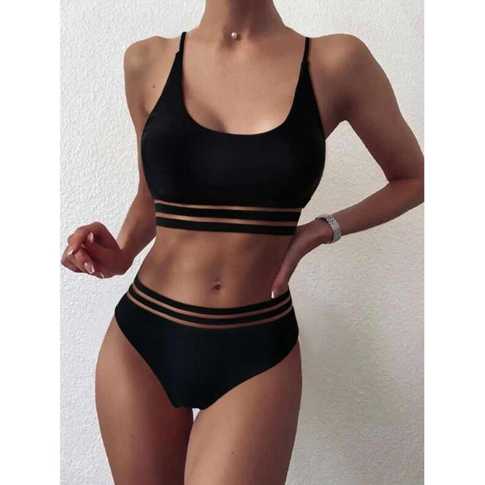 Sexy High Waist Summer Beach Bikini-Women Swimwear-Black-S-Free Shipping Leatheretro