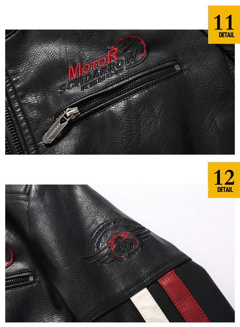 Men's Winter Motorcycle Faux Leather Jacket-red-EUR S-Free Shipping Leatheretro