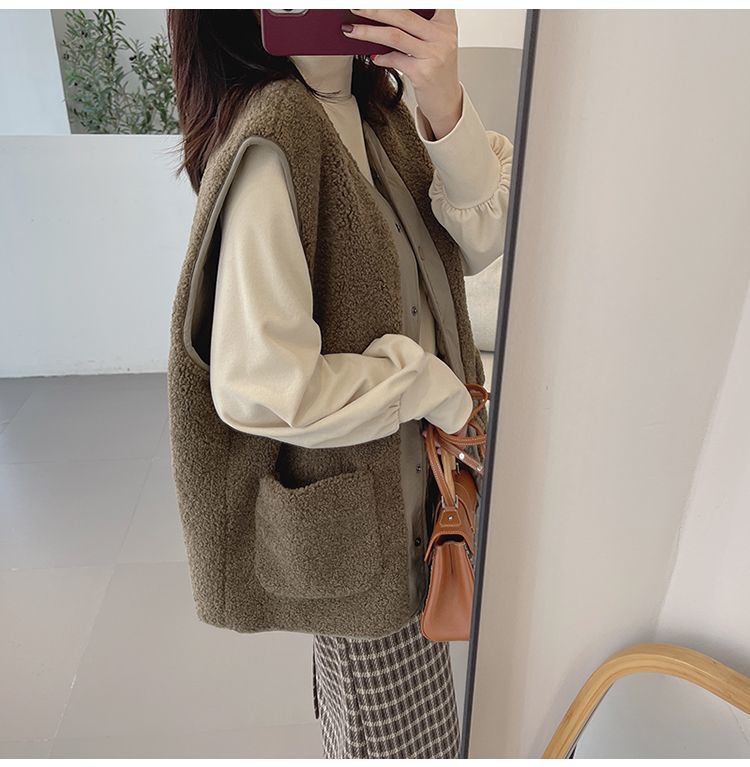 Fashion Women Fleece Warm Vest-Vests-Coffee-S-Free Shipping Leatheretro