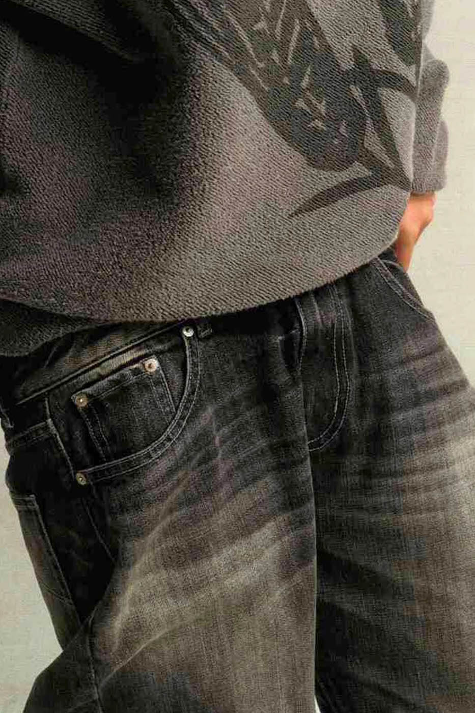 URBAN+FOREST 50s Washed Baggy Jeans-Jeans-XS-Grey-Free Shipping Leatheretro