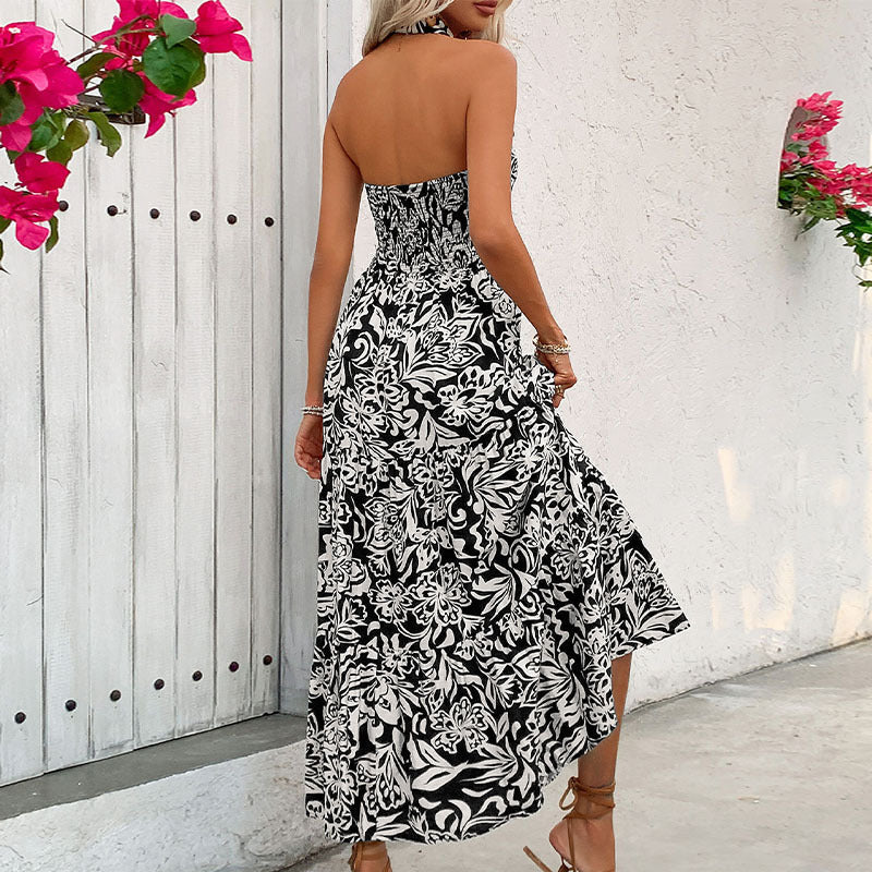 Casual Halter Summer Sleeveless Long Dresses-dresses-Black-S-Free Shipping Leatheretro