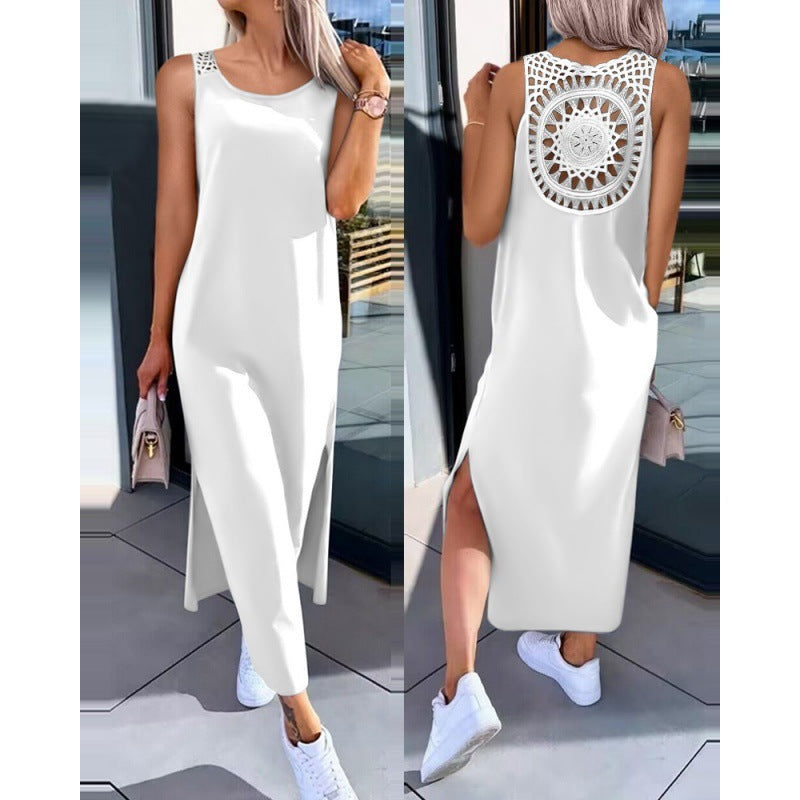 Fashion Sleeveless Long Dresses-Dresses-White-S-Free Shipping Leatheretro