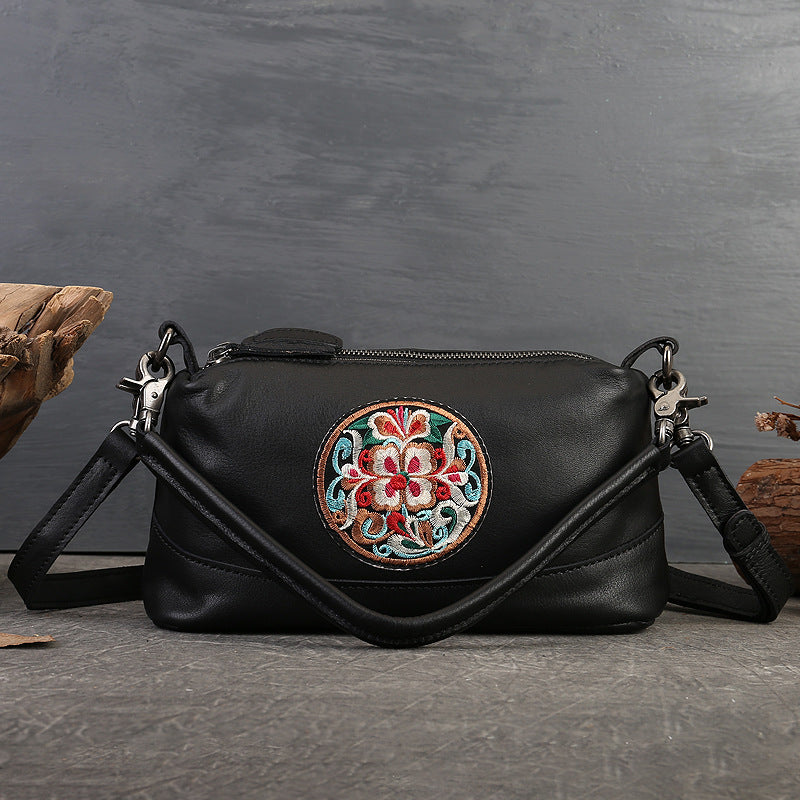 Genuine Leather Women's Crossbody Bag-Handbags-Black-Free Shipping Leatheretro