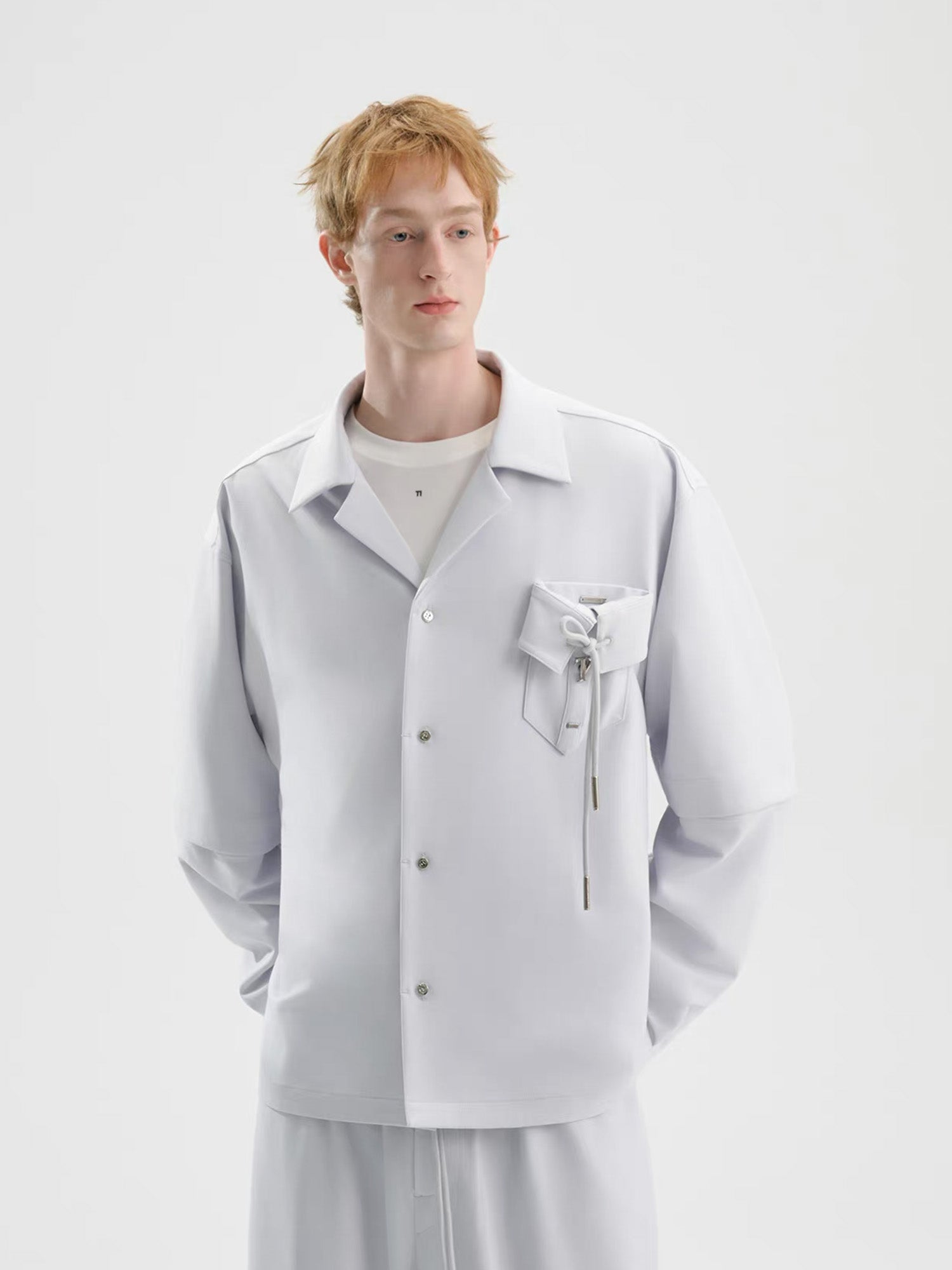 TIWILLTANG Detachable-Sleeve Tie-Pocket Shirt-Jacket-S-Blue-Free Shipping Leatheretro