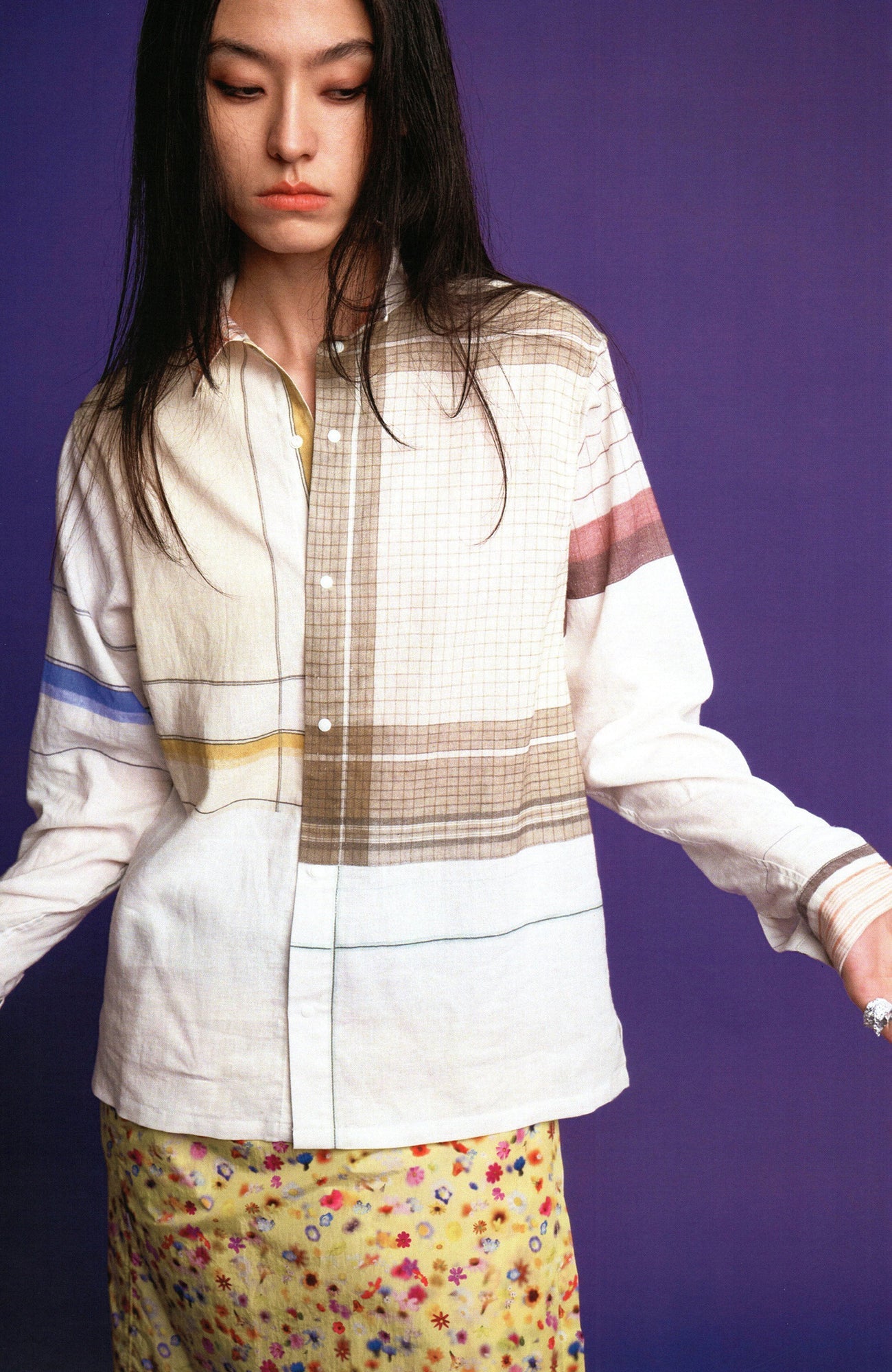 URBAN+FOREST Patchwork Plaid Shirt-Shirt-S-Free Shipping Leatheretro